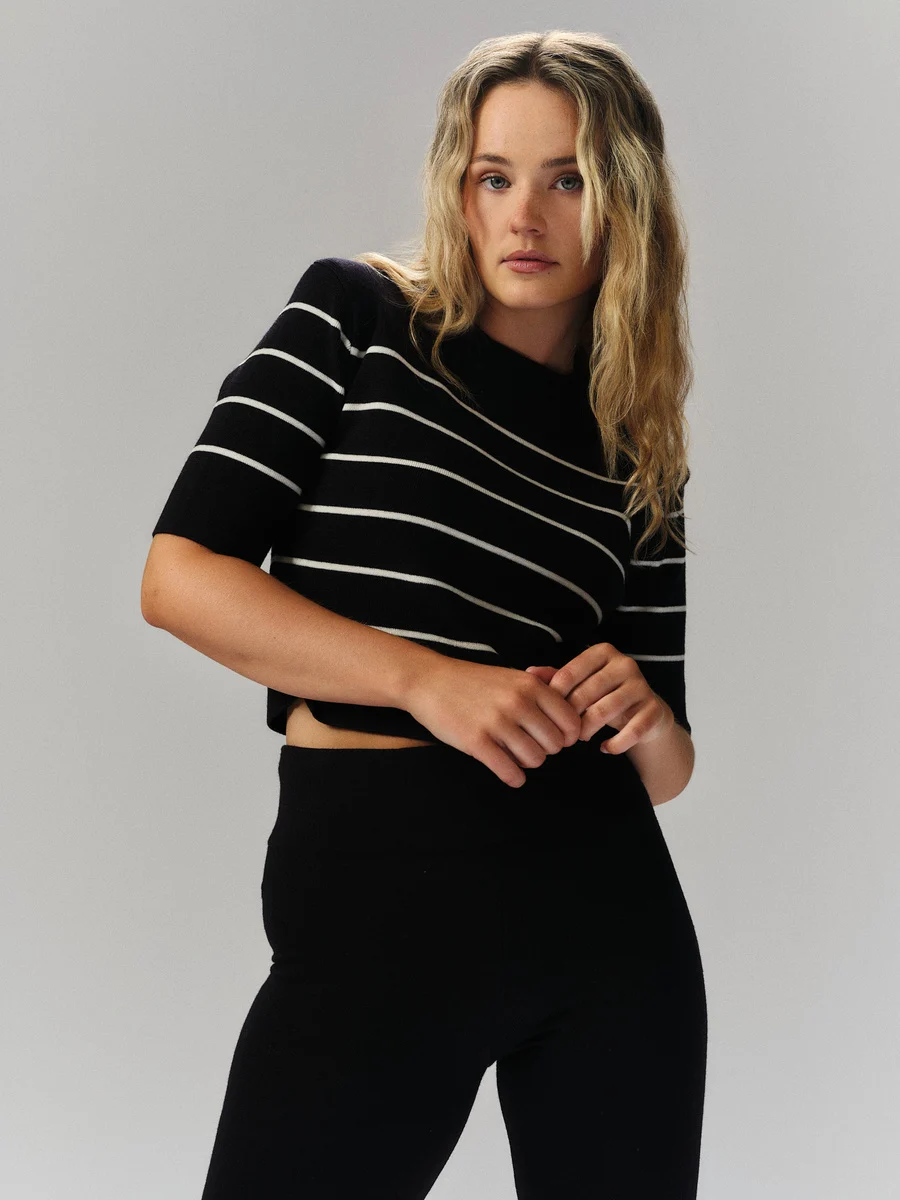 Una stripe merino tee Navy