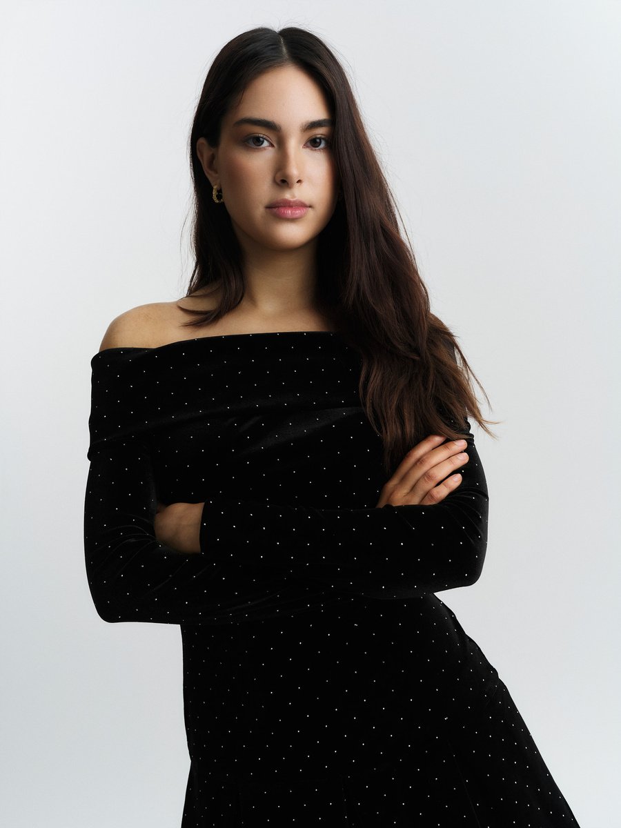 Colette Stud Velour Dress - Image 3