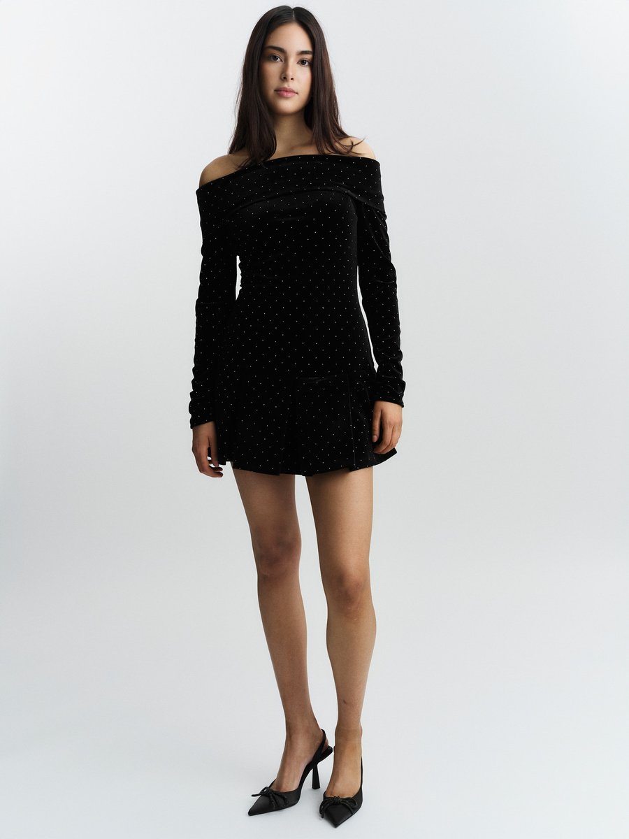 Colette Stud Velour Dress