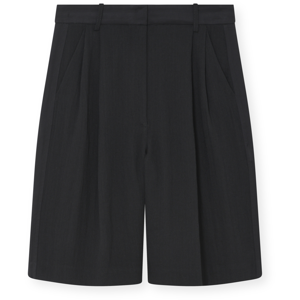 GORDON - CONTRAST LINEN SHORTS BLACK - Image 4