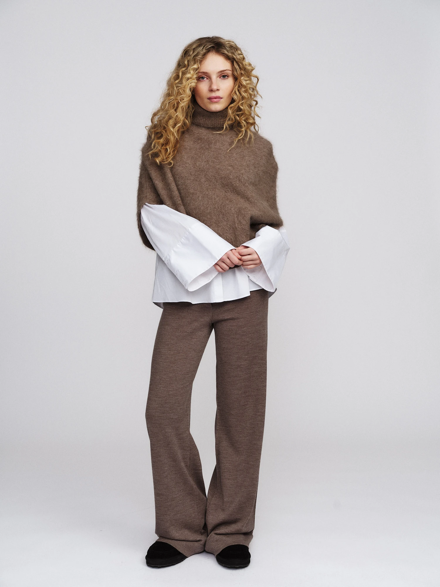 Maiken Brushed Poncho Light Brown